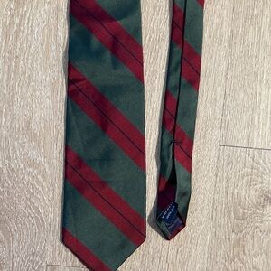 Lands' End Classic silk Green and Red Striped Tie